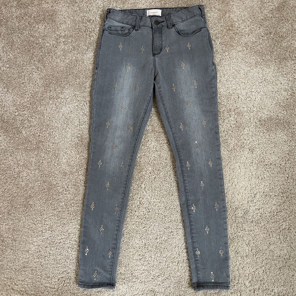Sundance Catalog Primrose Party Jeans Size 28 Gray Wash Sequin Embellishments